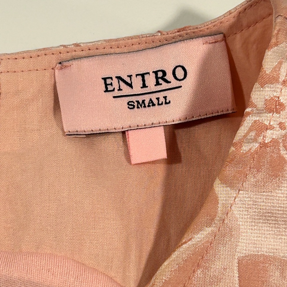 Entro Floral Dress Small Pink Jacquard Fit Flare Lined Sleeveless Boutique - Picture 4 of 12